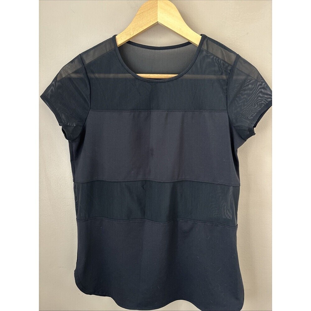 Fabletics Women’s Small Black Short Sleeve Athletic Top Mesh Cutouts Workout Tee